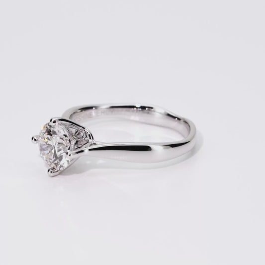 1.02ct Round Lab-Grown Diamond Ring in 14K White Gold – VVS1, G Color, Ideal Cut Size 5