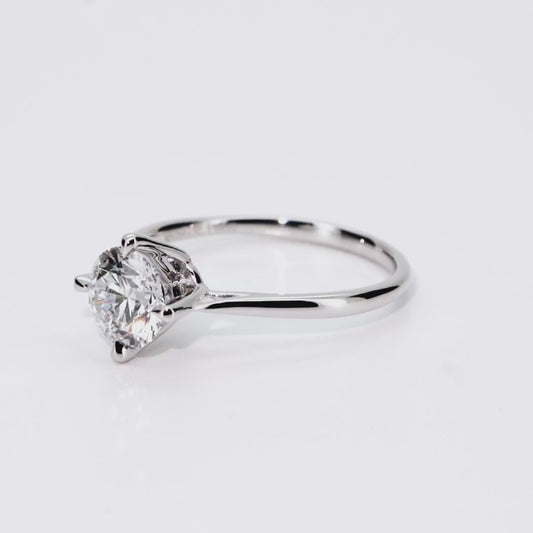 1.01ct Round Lab-Grown Diamond Ring in Platinum – VS2, F Color, Ideal Cut Size 5