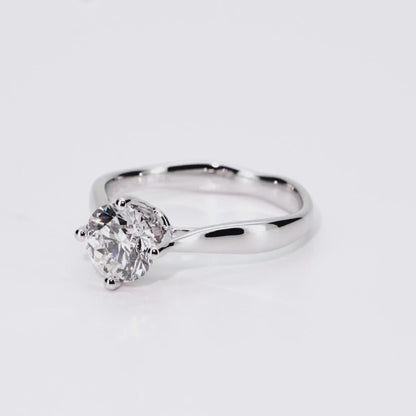 1.05ct Round Lab-Grown Diamond Ring in 14K White Gold – VVS2, G Color, Excellent Cut Size 5