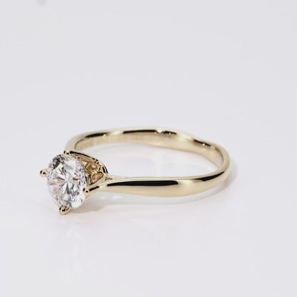 1.03ct Round Lab-Grown Diamond Ring in 14K Yellow Gold – VVS2, F Color, Excellent Cut Size 7