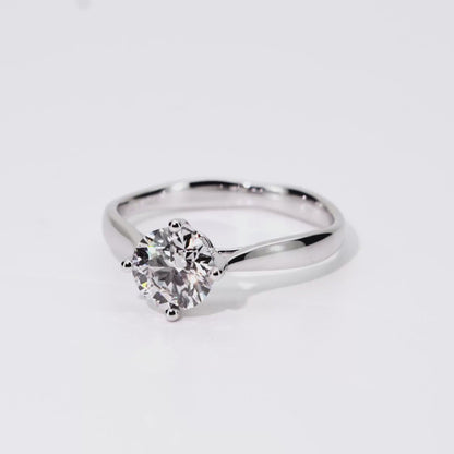 1.07ct Round Lab-Grown Diamond Ring in 14K White Gold – VVS1, G Color, Ideal Cut Size 6
