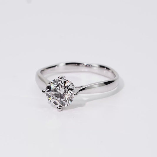 1.07ct Round Lab-Grown Diamond Ring in 14K White Gold – VVS1, G Color, Ideal Cut Size 6