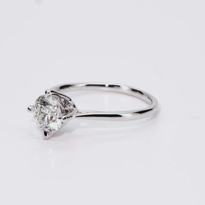 1.08ct Round Lab-Grown Diamond Ring in Platinum – VS1, G Color, Ideal Cut Size 6