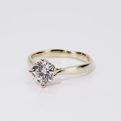 1.19ct Round Lab-Grown Diamond Ring in 14K Yellow Gold – VVS2, G Color, Ideal Cut Size 6