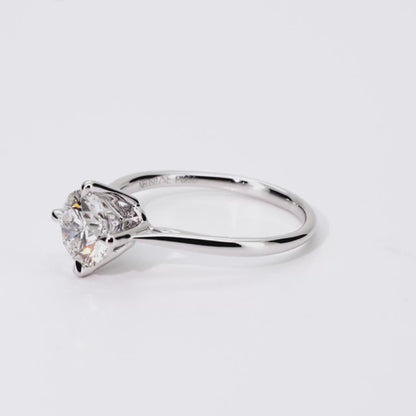 1.06ct Round Lab-Grown Diamond Ring in Platinum – VS1, G Color, Ideal Cut Size 5