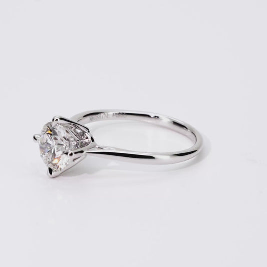1.06ct Round Lab-Grown Diamond Ring in Platinum – VS1, G Color, Ideal Cut Size 5