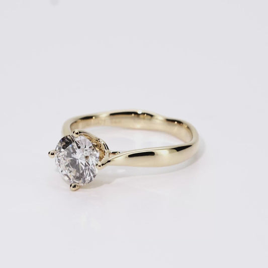 1.14ct Round Lab-Grown Diamond Ring in 14K Yellow Gold – VS1, G Color, Ideal Cut Size 5