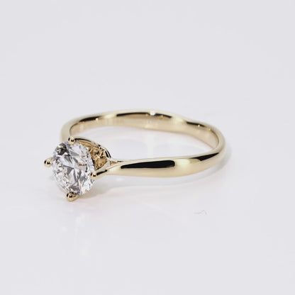 1.03ct Round Lab-Grown Diamond Ring in 14K Yellow Gold – VVS2, E Color, Excellent Cut Size 7