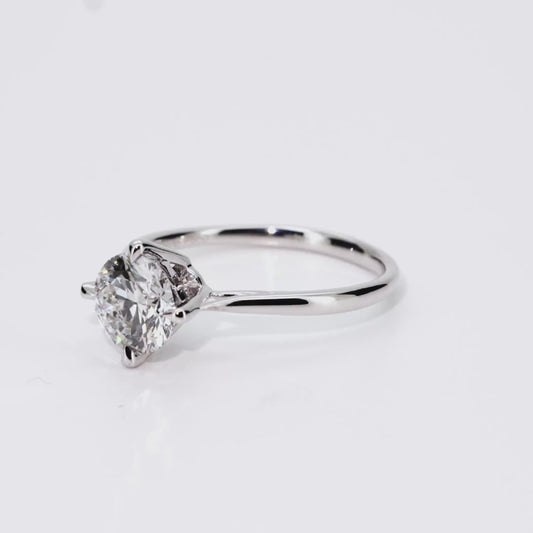 1.07ct Round Lab-Grown Diamond Ring in Platinum – VS1, G Color, Ideal Cut Size 5