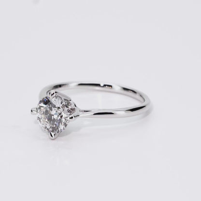 1.08ct Round Lab-Grown Diamond Ring in Platinum – VVS2, G Color, Ideal Cut Size 6