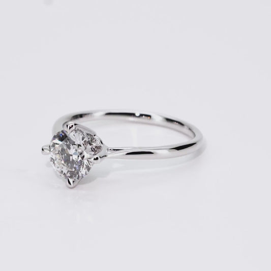 1.08ct Round Lab-Grown Diamond Ring in Platinum – VVS2, G Color, Ideal Cut Size 6