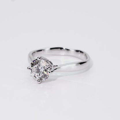 1.03ct Round Lab-Grown Diamond Ring in 14K White Gold – VVS1, G Color, Ideal Cut Size 5