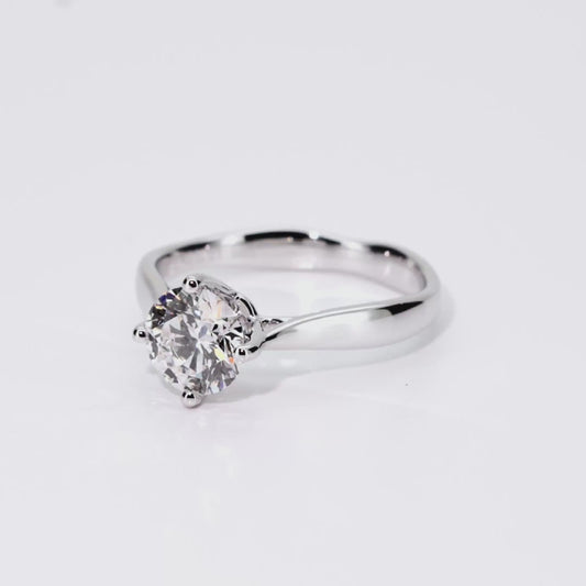 1.03ct Round Lab-Grown Diamond Ring in 14K White Gold – VVS1, G Color, Ideal Cut Size 5