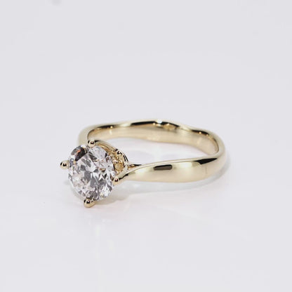 1.12ct Round Lab-Grown Diamond Ring in 14K Yellow Gold – VS1, G Color, Excellent Cut Size 4