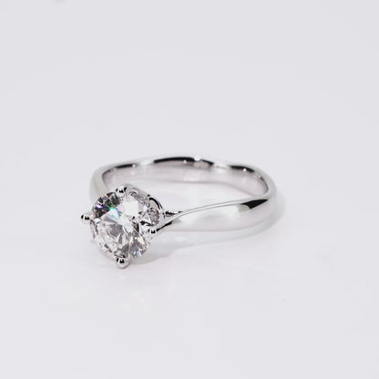 1.00ct Round Lab-Grown Diamond Ring in 14K White Gold – VVS2, G Color, Excellent Cut Size 4