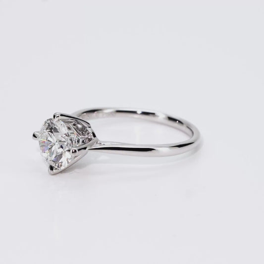 1.06ct Round Lab-Grown Diamond Ring in Platinum – VS1, G Color, Ideal Cut Size 4