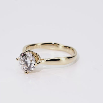 1.12ct Round Lab-Grown Diamond Ring in 14K Yellow Gold – VVS2, G Color, Ideal Cut Size 5