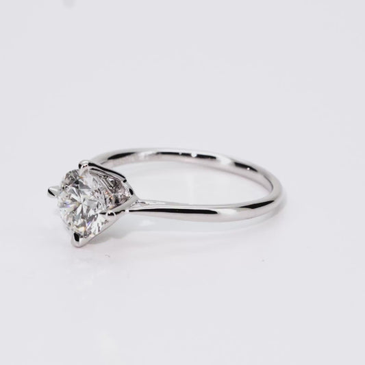 1.05ct Round Lab-Grown Diamond Ring in Platinum – VS1, G Color, Ideal Cut Size 6