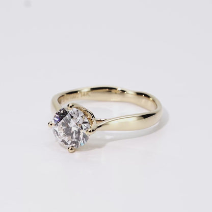 1.16ct Round Lab-Grown Diamond Ring in 14K Yellow Gold – VVS2, G Color, Ideal Cut Size 5