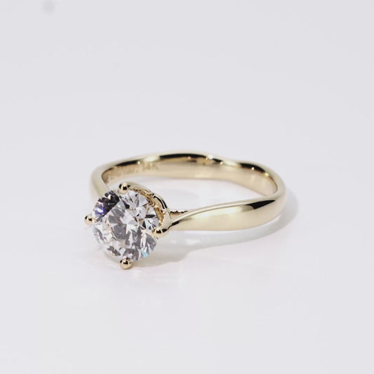 1.16ct Round Lab-Grown Diamond Ring in 14K Yellow Gold – VVS2, G Color, Ideal Cut Size 5