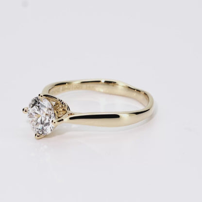 1.01ct Round Lab-Grown Diamond Ring in 14K Yellow Gold – VVS2, D Color, Ideal Cut Size 6