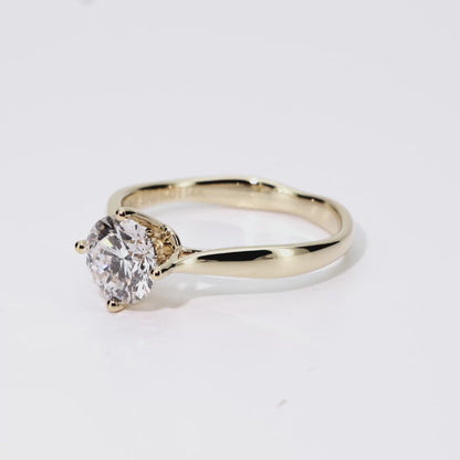 1.18ct Round Lab-Grown Diamond Ring in 14K Yellow Gold – VS1, G Color, Ideal Cut Size 6