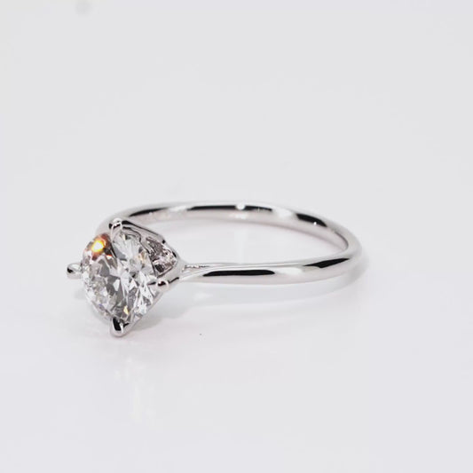 1.08ct Round Lab-Grown Diamond Ring in Platinum – VS1, G Color, Ideal Cut Size 6