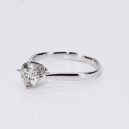 1.10ct Round Lab-Grown Diamond Ring in 14K White Gold – VVS2, G Color, Ideal Cut Size 7