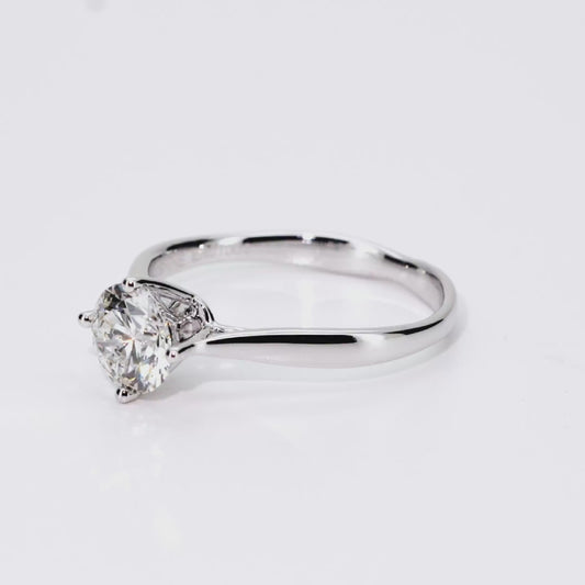 1.10ct Round Lab-Grown Diamond Ring in 14K White Gold – VVS2, G Color, Ideal Cut Size 7